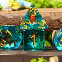 Goldfish Dice 7-Dice Set Blue w/ Goldfish Inside Dnd Dice Set