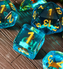 Goldfish Dice 7-Dice Set Blue w/ Goldfish Inside Dnd Dice Set