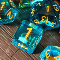 Goldfish Dice 7-Dice Set Blue w/ Goldfish Inside Dnd Dice Set