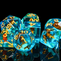 Goldfish Dice 7-Dice Set Blue w/ Goldfish Inside Dnd Dice Set