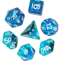 Noctilucent Jellyfish Dice 7-Dice Set Blue Glitter Dnd Dice Set