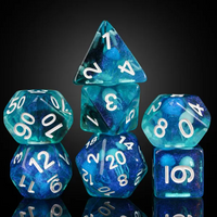 Noctilucent Jellyfish Dice 7-Dice Set Blue Glitter Dnd Dice Set