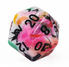 White Multi-Colour Mix Pattern Dice 7-Dice Set w/Black Dnd Dice Resin