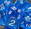 Time Walker | Blue w/White Glitter 7-Dice Set RPG Dice Set