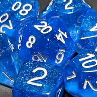 Time Walker | Blue w/White Glitter 7-Dice Set RPG Dice Set
