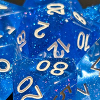 Time Walker | Blue w/White Glitter 7-Dice Set RPG Dice Set