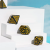 Yellow Druid Pattern 7-Dice Set DND RPG Dice Black Druid Dice Set