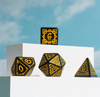 Yellow Druid Pattern 7-Dice Set DND RPG Dice Black Druid Dice Set