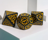 Yellow Druid Pattern 7-Dice Set DND RPG Dice Black Druid Dice Set