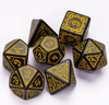 Yellow Druid Pattern 7-Dice Set DND RPG Dice Black Druid Dice Set