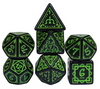 Green Druid Pattern 7-Dice Set DND RPG Dice Black Druid Dice Set