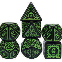 Green Druid Pattern 7-Dice Set DND RPG Dice Black Druid Dice Set