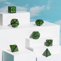 Green Druid Pattern 7-Dice Set DND RPG Dice Black Druid Dice Set