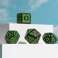 Green Druid Pattern 7-Dice Set DND RPG Dice Black Druid Dice Set