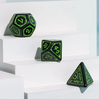Green Druid Pattern 7-Dice Set DND RPG Dice Black Druid Dice Set