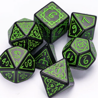Green Druid Pattern 7-Dice Set DND RPG Dice Black Druid Dice Set