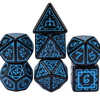 Blue Druid Pattern 7-Dice Set DND RPG Dice Black Druid Dice Set
