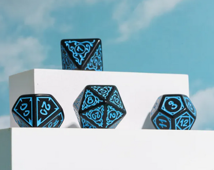 Blue Druid Pattern 7-Dice Set DND RPG Dice Black Druid Dice Set