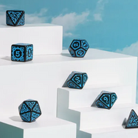 Blue Druid Pattern 7-Dice Set DND RPG Dice Black Druid Dice Set