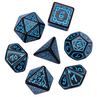 Blue Druid Pattern 7-Dice Set DND RPG Dice Black Druid Dice Set