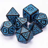 Blue Druid Pattern 7-Dice Set DND RPG Dice Black Druid Dice Set