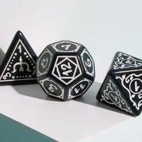 White Druid Pattern 7-Dice Set DND RPG Dice Black Druid Dice Set