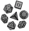 White Druid Pattern 7-Dice Set DND RPG Dice Black Druid Dice Set
