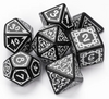 White Druid Pattern 7-Dice Set DND RPG Dice Black Druid Dice Set