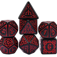 Red Druid Pattern 7-Dice Set DND RPG Dice Black Druid Dice Set