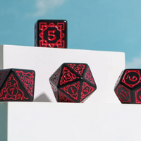 Red Druid Pattern 7-Dice Set DND RPG Dice Black Druid Dice Set