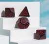 Red Druid Pattern 7-Dice Set DND RPG Dice Black Druid Dice Set