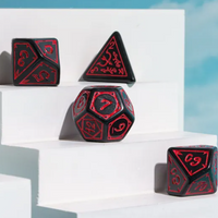 Red Druid Pattern 7-Dice Set DND RPG Dice Black Druid Dice Set