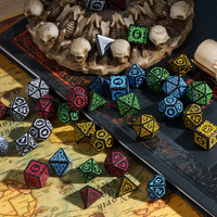 Red Druid Pattern 7-Dice Set DND RPG Dice Black Druid Dice Set