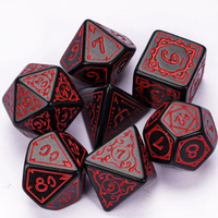 Red Druid Pattern 7-Dice Set DND RPG Dice Black Druid Dice Set