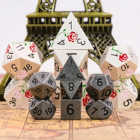 Basic Silver Mini Metal Dice Ancient Effect | (10mm to 15mm) 7-Dice Udixi RPG