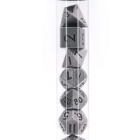 Basic Silver Mini Metal Dice Ancient Effect | (10mm to 15mm) 7-Dice Udixi RPG