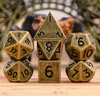 Basic Gold Mini Metal Dice Ancient Effect | (10mm to 15mm) 7-Dice Udixi RPG