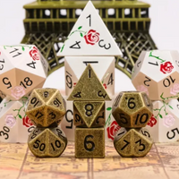 Basic Gold Mini Metal Dice Ancient Effect | (10mm to 15mm) 7-Dice Udixi RPG