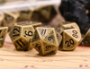 Basic Gold Mini Metal Dice Ancient Effect | (10mm to 15mm) 7-Dice Udixi RPG