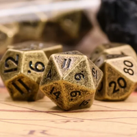 Basic Gold Mini Metal Dice Ancient Effect | (10mm to 15mm) 7-Dice Udixi RPG