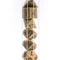 Basic Gold Mini Metal Dice Ancient Effect | (10mm to 15mm) 7-Dice Udixi RPG