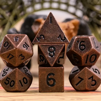 Basic Copper Mini Metal Dice Ancient Effect | (10mm to 15mm) 7-Dice Udixi RPG