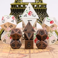 Basic Copper Mini Metal Dice Ancient Effect | (10mm to 15mm) 7-Dice Udixi RPG
