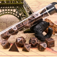 Basic Copper Mini Metal Dice Ancient Effect | (10mm to 15mm) 7-Dice Udixi RPG
