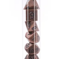 Basic Copper Mini Metal Dice Ancient Effect | (10mm to 15mm) 7-Dice Udixi RPG