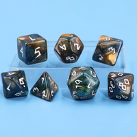 Night Walker Dice 7-Dice Set | Blue and Bronze Glitter Primitive Font