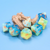 Tranquil Summer Dice 7-Dice Set | Blue and Yellow Glitter Primitive Font