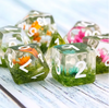 Flower on Grass Dice 7-Dice Set | White Numbers Dnd Resin Set