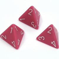 Opaque Polyhedral Pink /white d4 | 4-Sided Dice (sold per die)