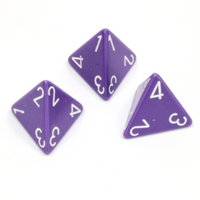 Opaque Polyhedral Purple /white d4 | 4-Sided Dice (sold per die)